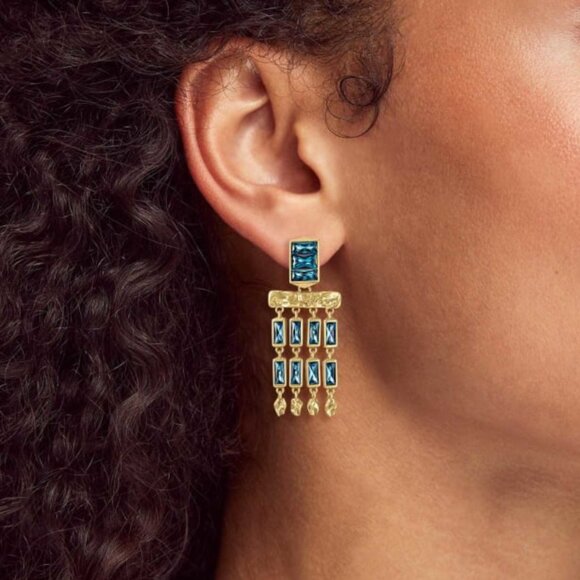 Kendra Scott Jack Vintage Gold Earrings in Teal - Picture 3 of 4